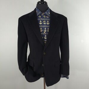 W.H. Belk Blazer Mens 42 Black 100% Cashmere 2 Button Sport Coat Jacket Classic